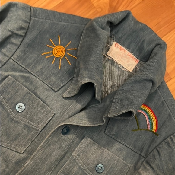 Kids Denim Shirt Jacket with Embroidered Details Handcrafted Size 4 - Picture 2 of 5